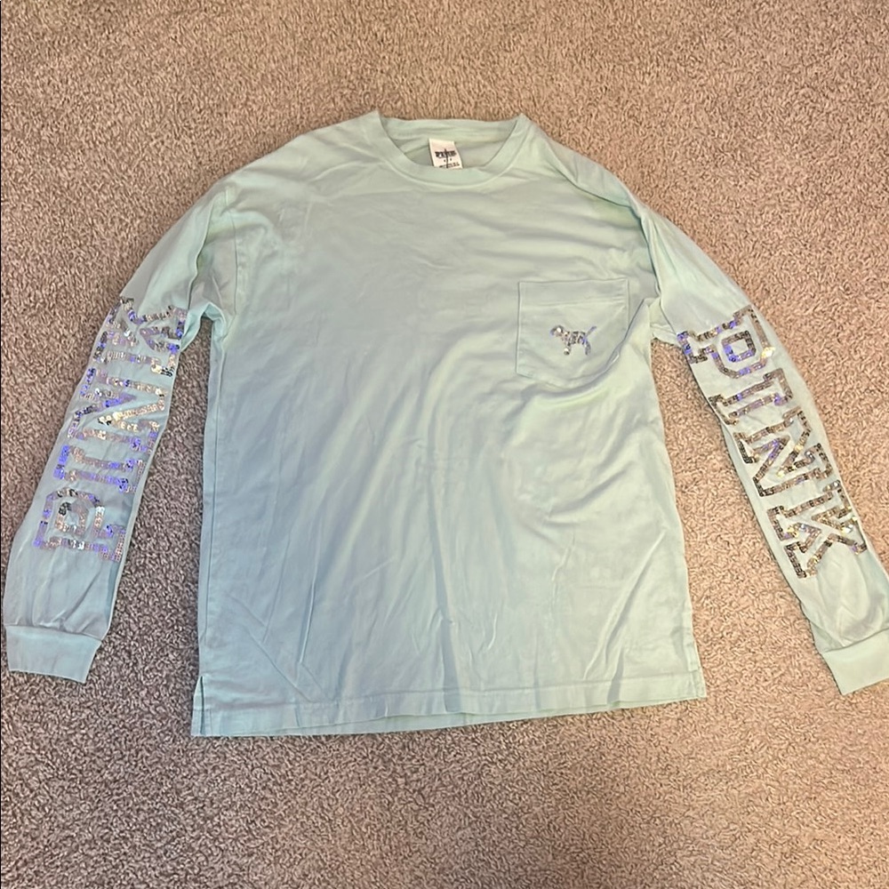 Victoria's Secret Pale Mint Sequin LS Tee